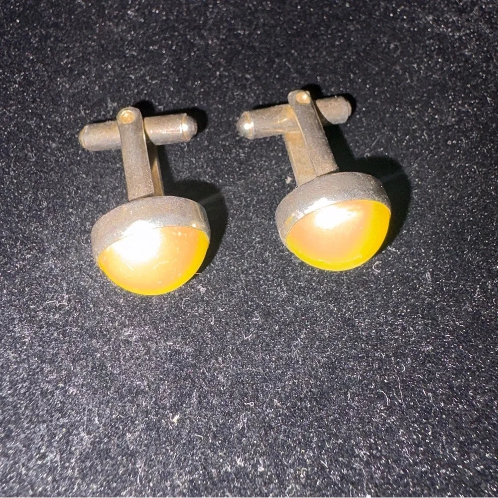 Vintage Anson Sun Yellow Gold Tone Cuff Links Cufflinks